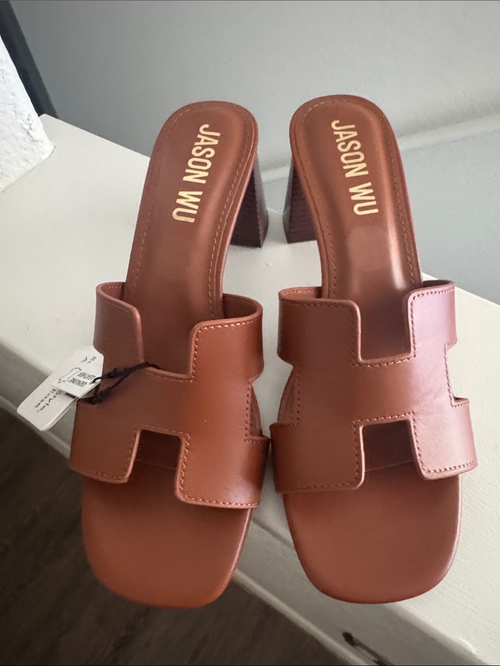 Jason Wu Tan Brown Leather Slide Mules